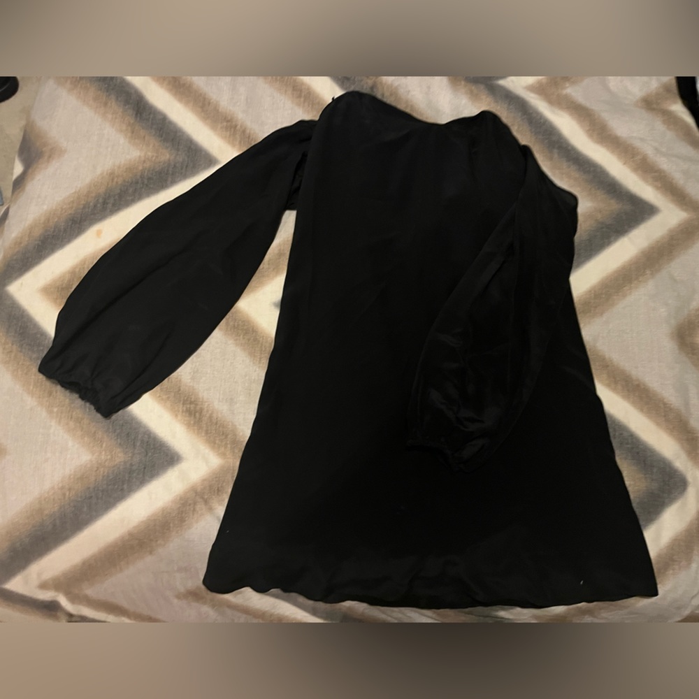 Bailey’s 44 black silk dress.
